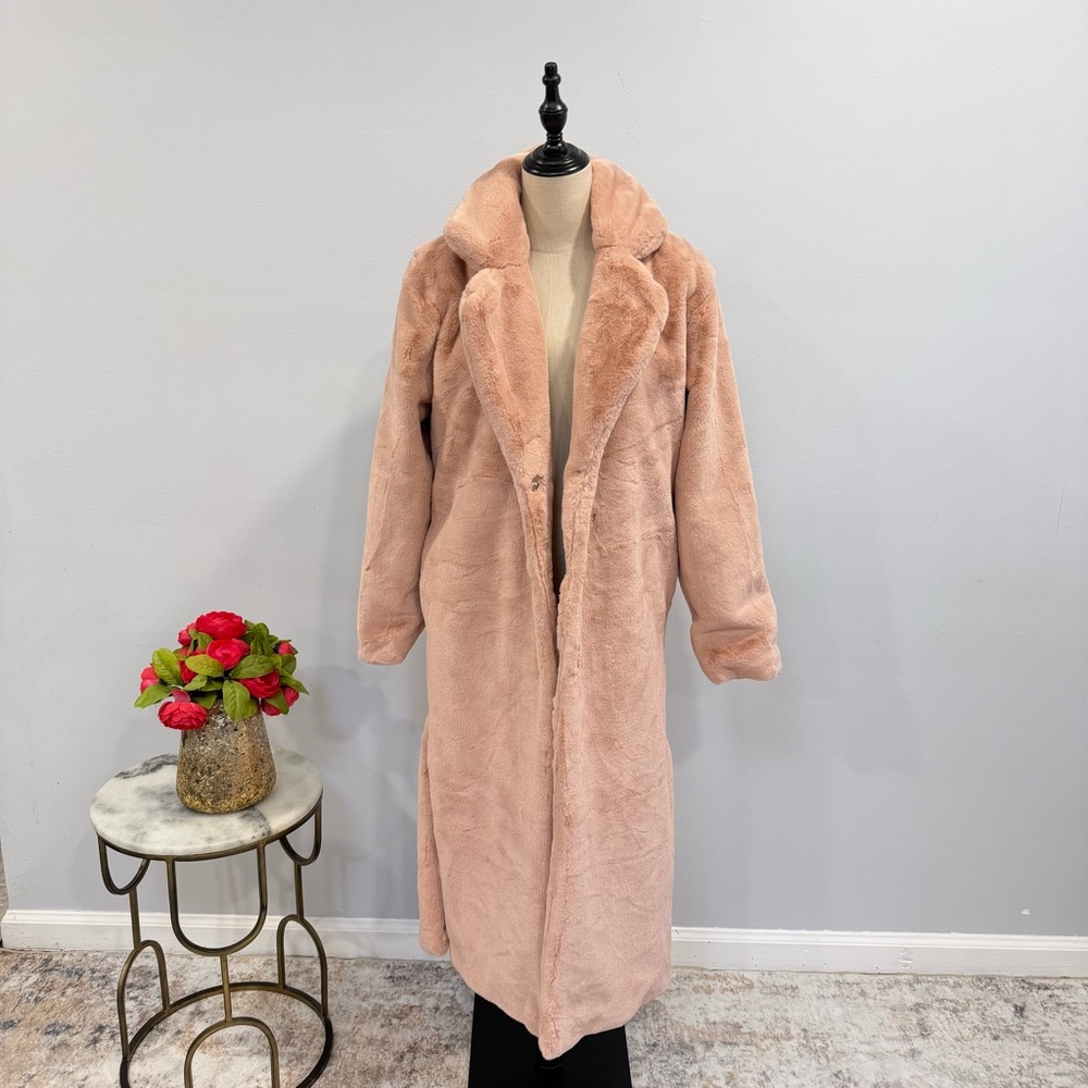 Juicy Couture Light Pink Faux Fur Long Teddy Trench Size Small - Reemoly - Picture 2 of 16